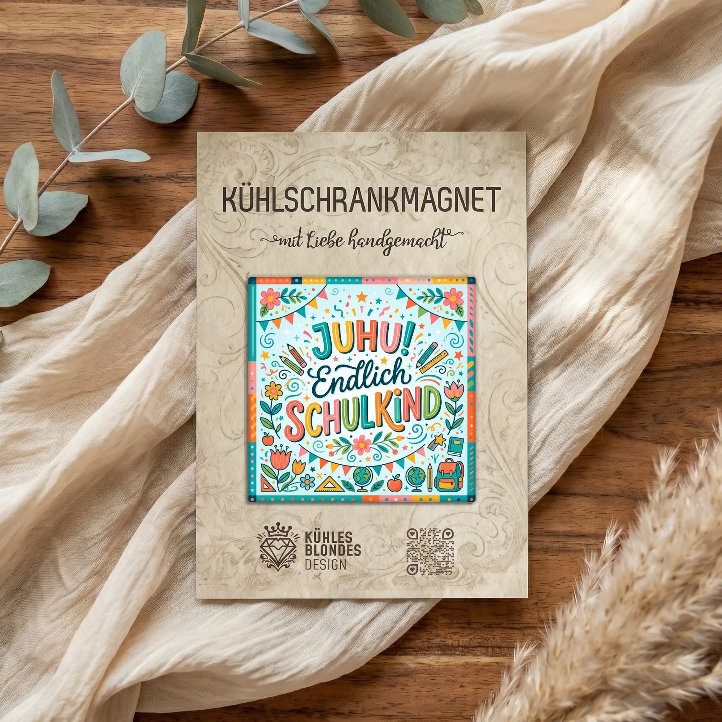 "Juhu! Endlich Schulkind" Einschulung Magnet