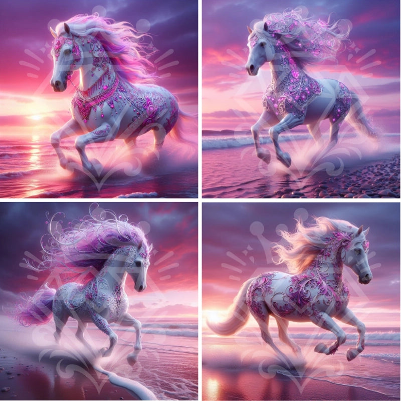Rosie - Pinkes Pferd am Meer
