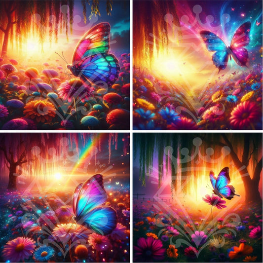 butterfly on a colorful flower meadow