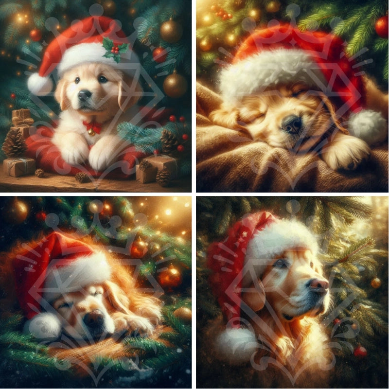 Golden Retriever mit Weihnachtsmütze