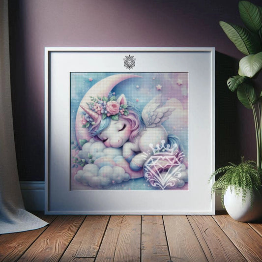 Schlafendes Einhorn auf dem Mond