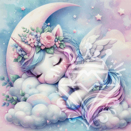 Schlafendes Einhorn auf dem Mond