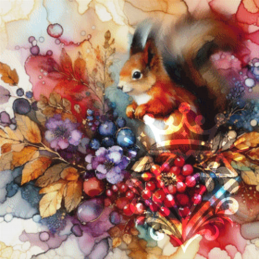 Buntes Herbst-Eichhörnchen
