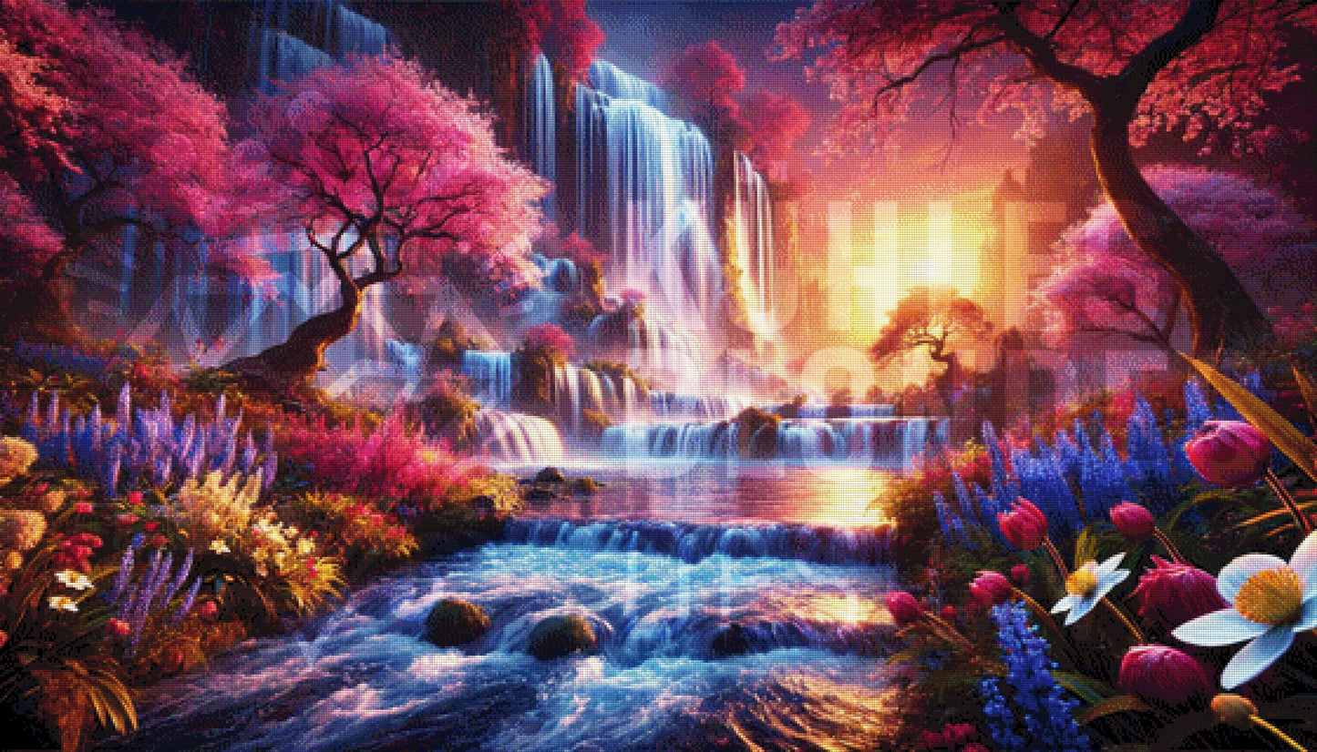 Wasserfall bei Sonnenuntergang