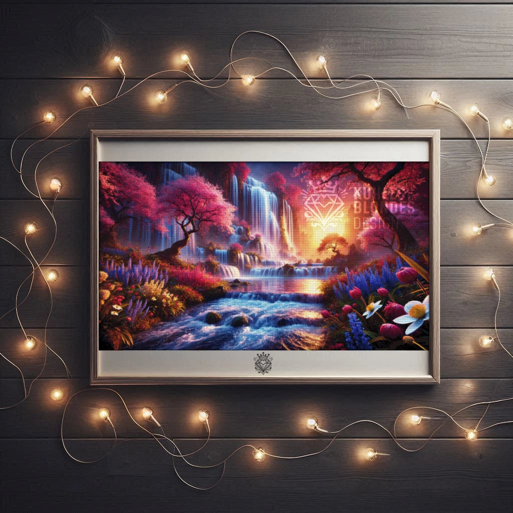 Wasserfall bei Sonnenuntergang