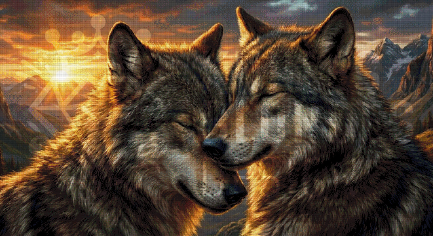 Liebevolles Wolfspaar