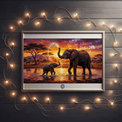 Elefanten im Abendrot