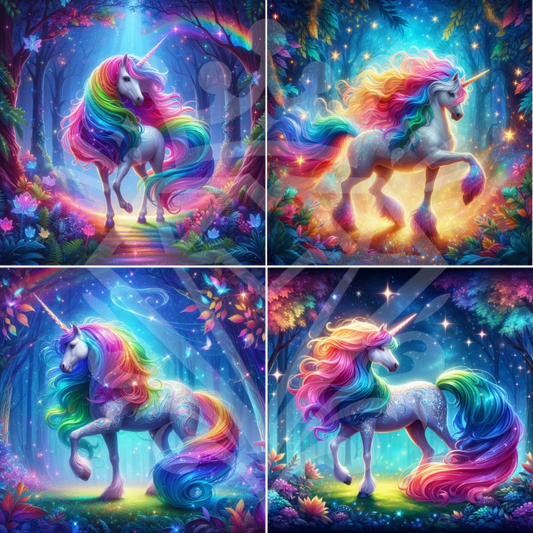 Regenbogen Einhorn Bilderset