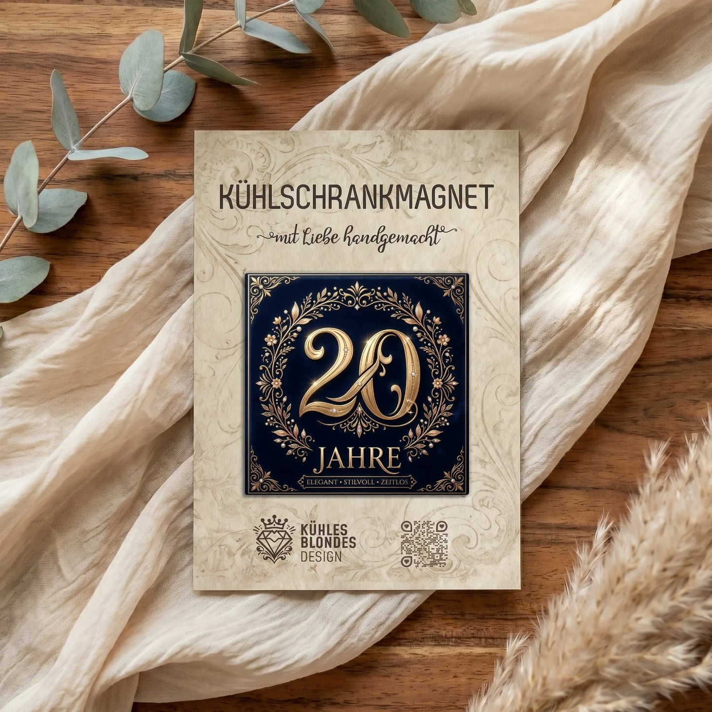 Jubiläum & Geburtstag Magnet - Elegant Gold - runde Jahreszahlen