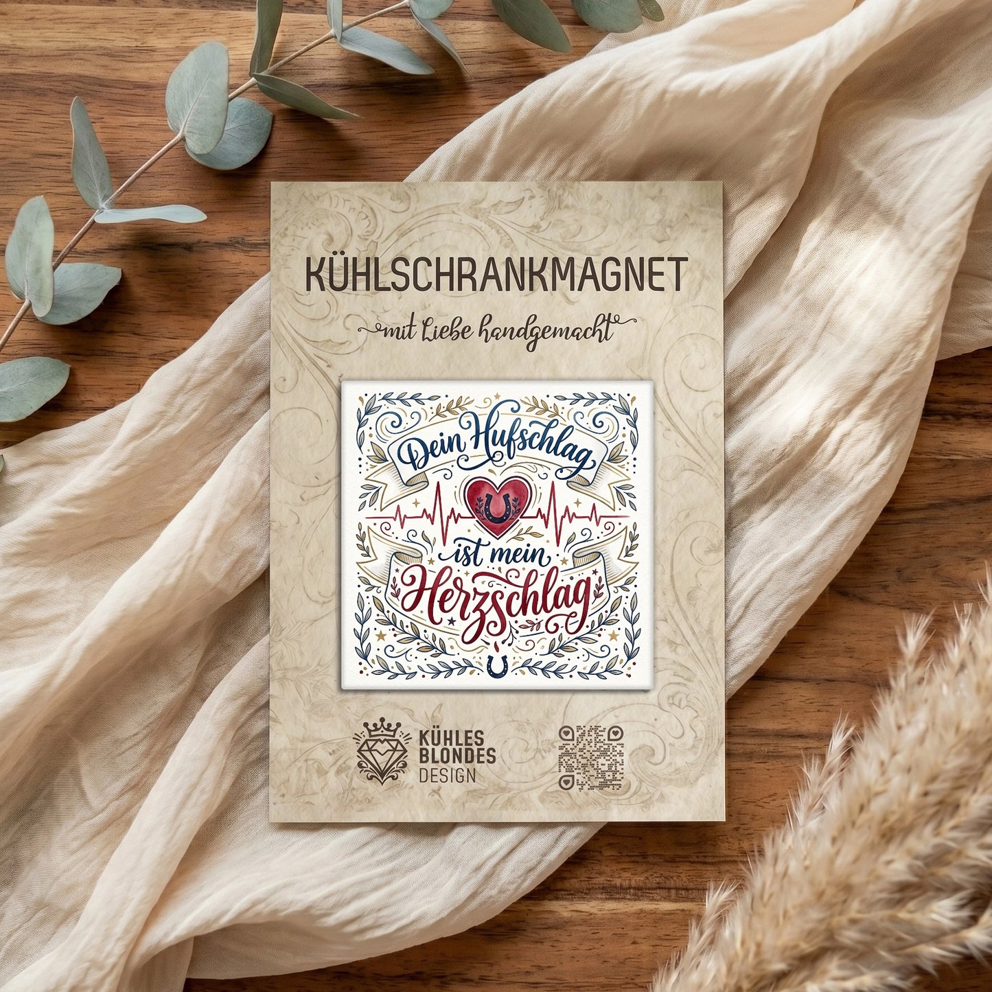 "Dein Hufschlag ist mein Herzschlag" Pferdeliebe Magnet - Elegant
