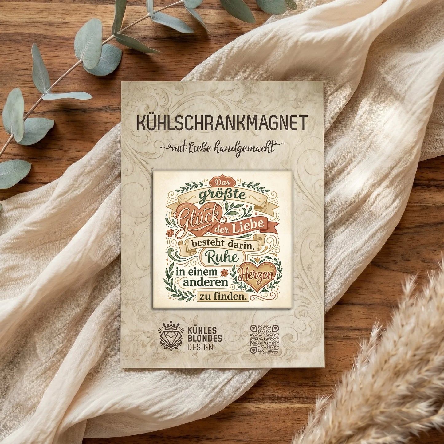 "Das größte Glück der Liebe" Romantik Kühlschrankmagnet - mehrere Designs