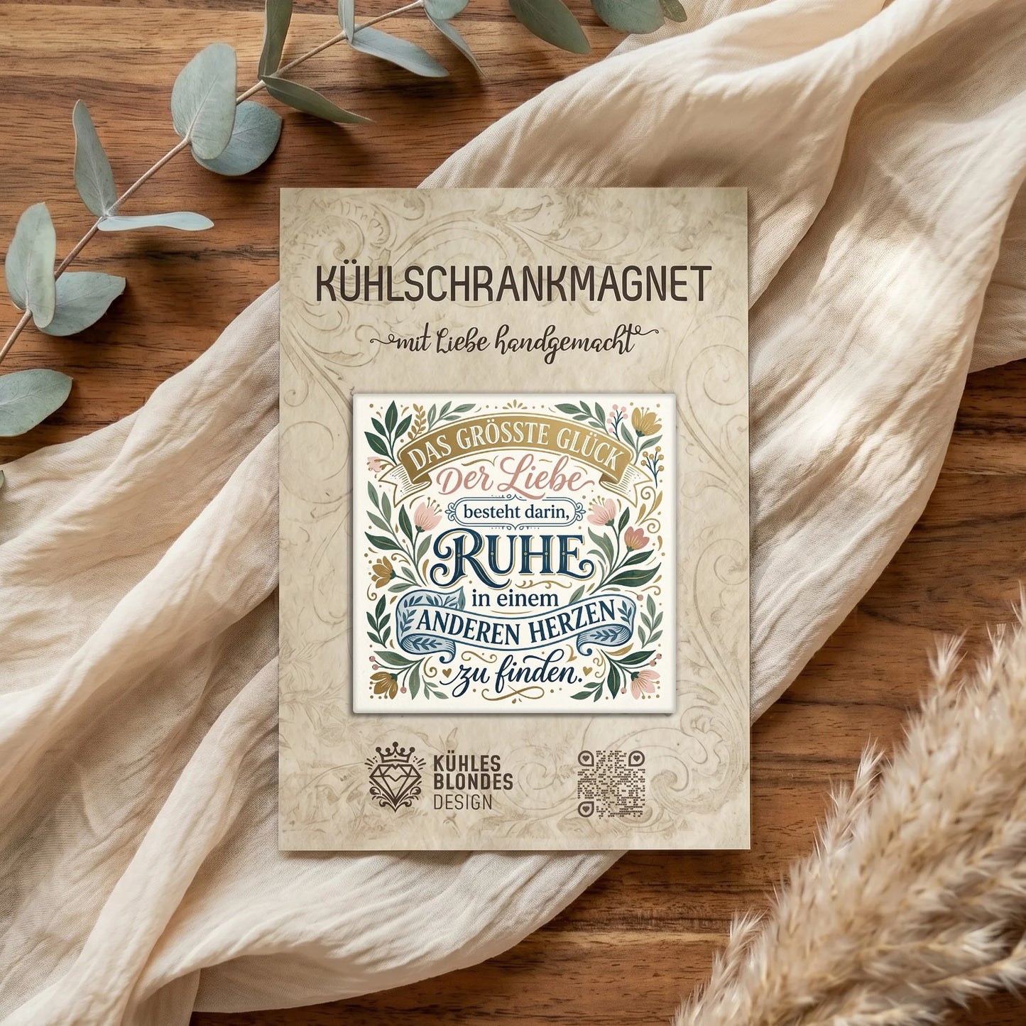 "Das größte Glück der Liebe" Romantik Kühlschrankmagnet - mehrere Designs