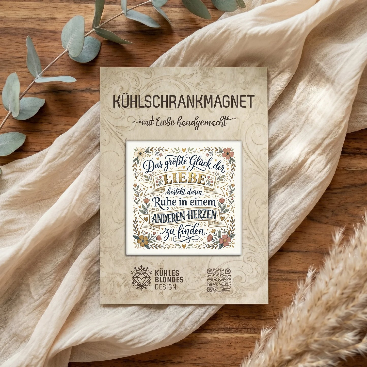 "Das größte Glück der Liebe" Romantik Kühlschrankmagnet - mehrere Designs