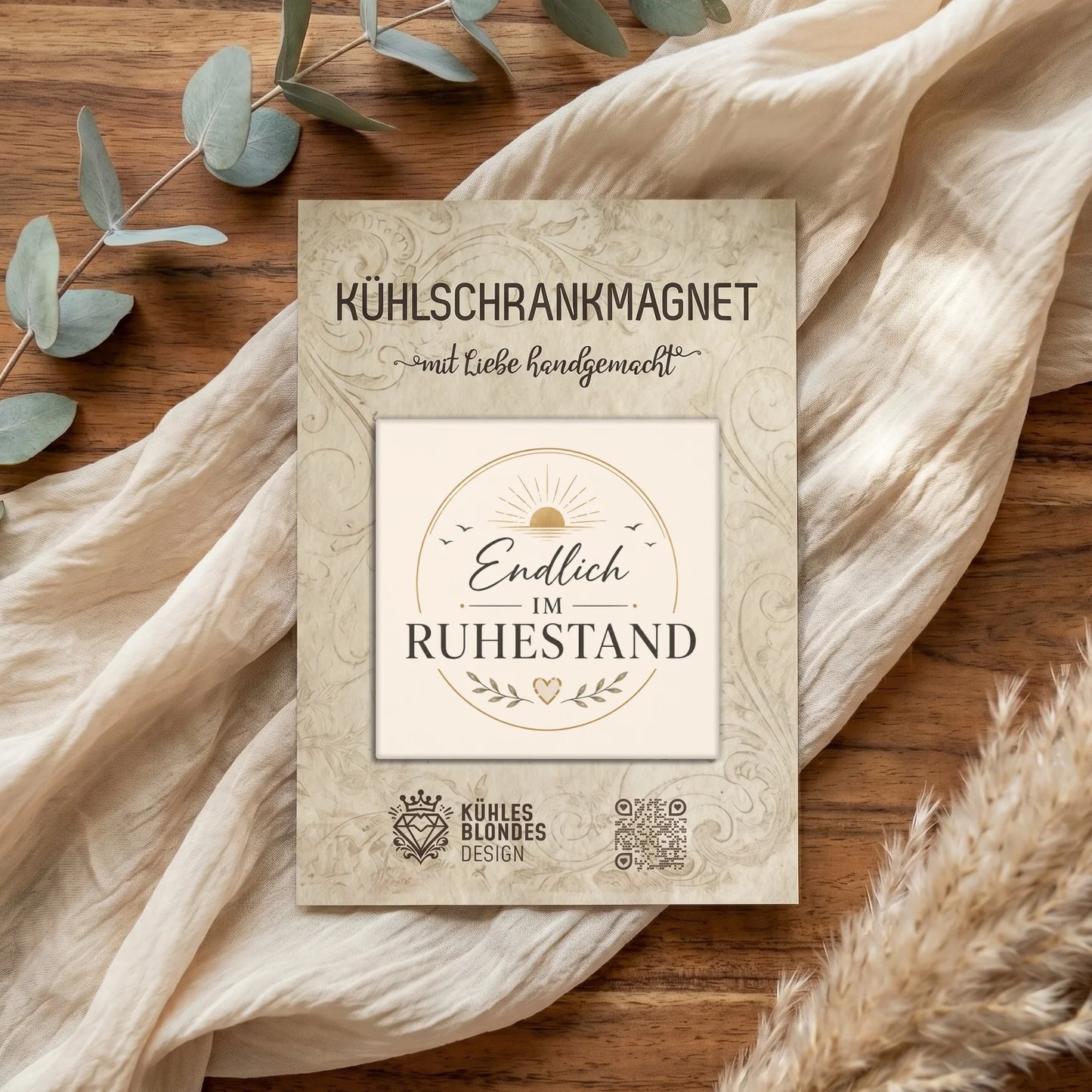 "Endlich im Ruhestand" Magnet - Minimalistisch Boho